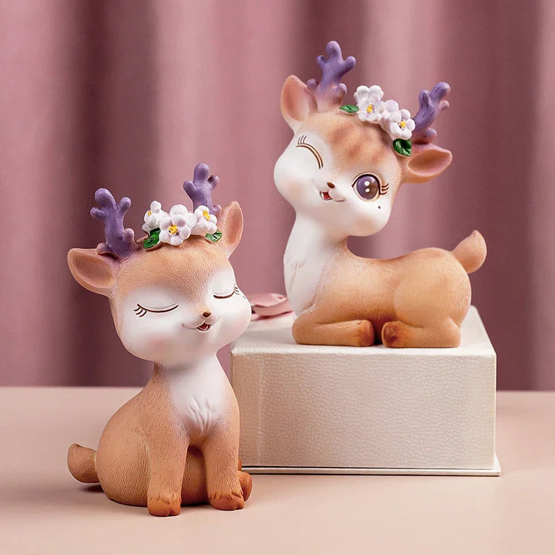 Afralia™ Cartoon Sika Deer Resin Ornament for Home Decor or Baking