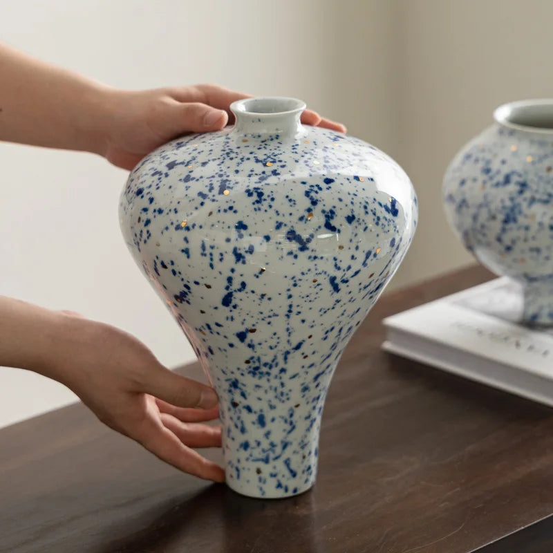 Afralia™ Chinese Retro Ceramic Vase Flower Arrangement Handmade Home Decor