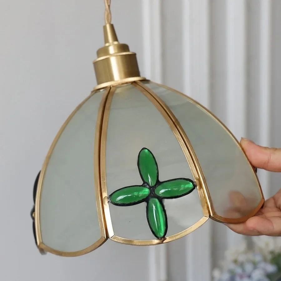 Afralia™ Tiffany Glass LED Wall Sconce Pull Chain Switch Bedroom Foyer Lamp