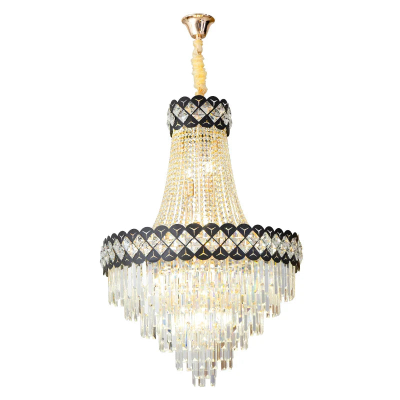 Afralia™ Crystal Chandelier Spiral Staircase Hall Lamp Duplex Living Room Hardware Texture