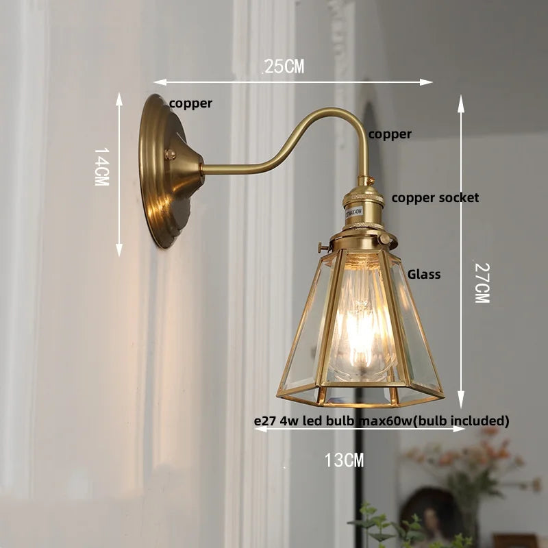 Afralia™ Vintage Blue Flower Glass Wall Sconce LED Lamp Fixture for Dining Study Room