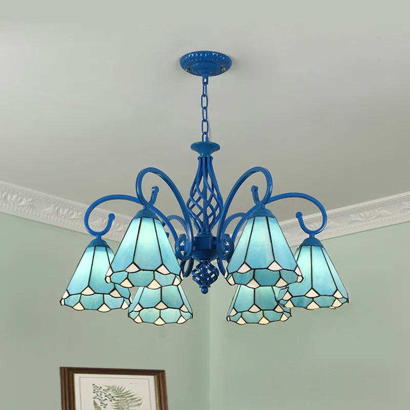 Afralia™ Retro Tiffany Lampshade LED Chandelier for Home Lighting