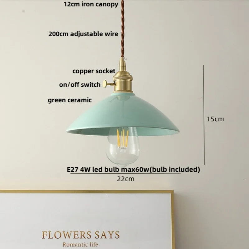 Afralia™ Ceramic Knob Switch LED Pendant Light, Nordic Modern Hang Lamp