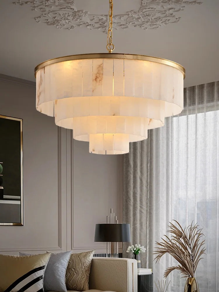 Afralia™ Marble Chandelier: Luxury Home Decor Hanging Light for Living Room, Villa, and Stairs