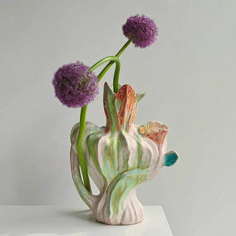 Afralia™ Ceramic Bud Vase with Colorful Graffiti Design for Home Decoration