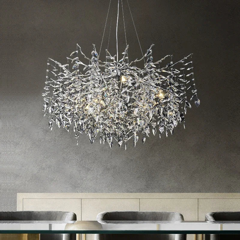Afralia™ Crystal Pendant Chandelier Luxury LED Lighting Branch Design for Living and Dining Rooms