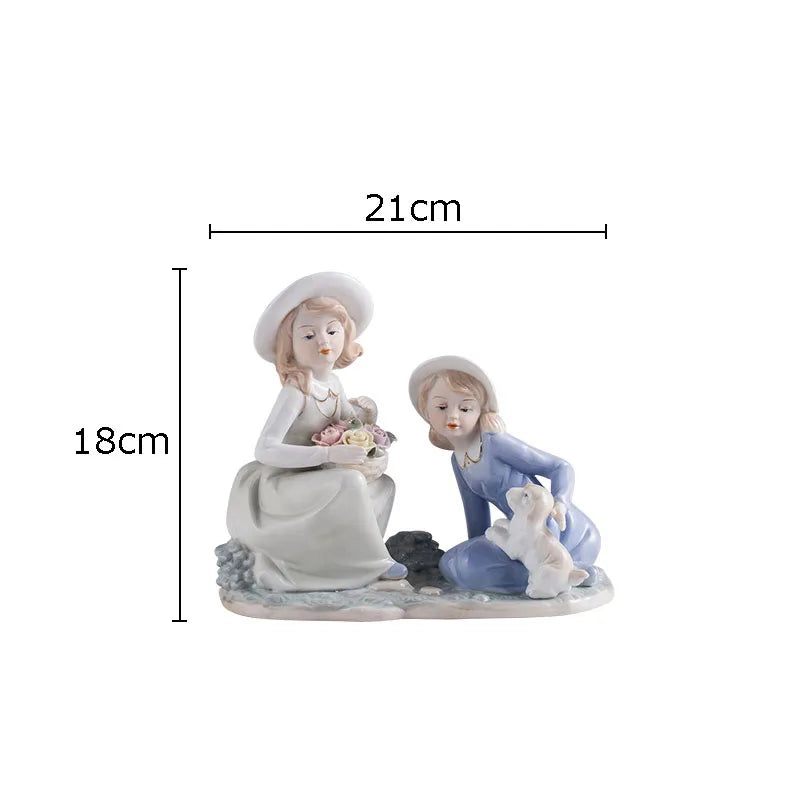 Afralia™ European Girl Ceramic Statue Decor - Modern Porcelain Figure Sculpture