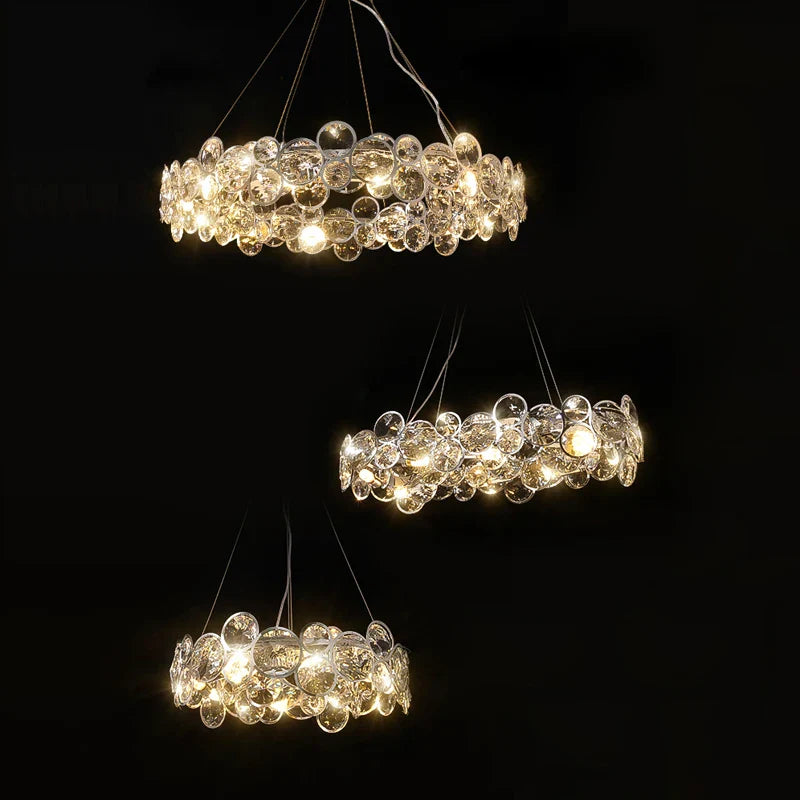 Afralia™ Crystal Magic Ring Dimmable LED Pendant Light for Living Room & Foyer