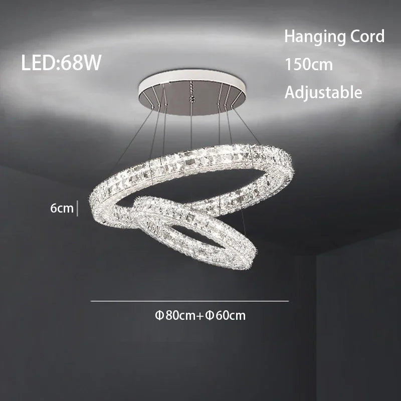 Afralia™ Modern Crystal Chandelier Chrome Golden Round Pendant Lights