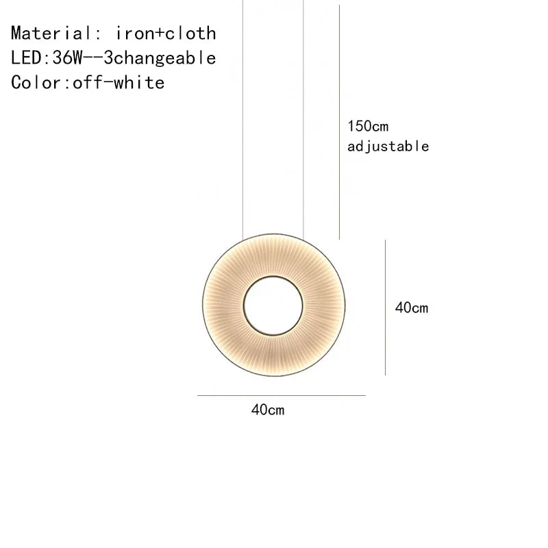 Afralia™ Dix Iris Pendant Light Fabric Round Ring Aesthetics Art Decor Light