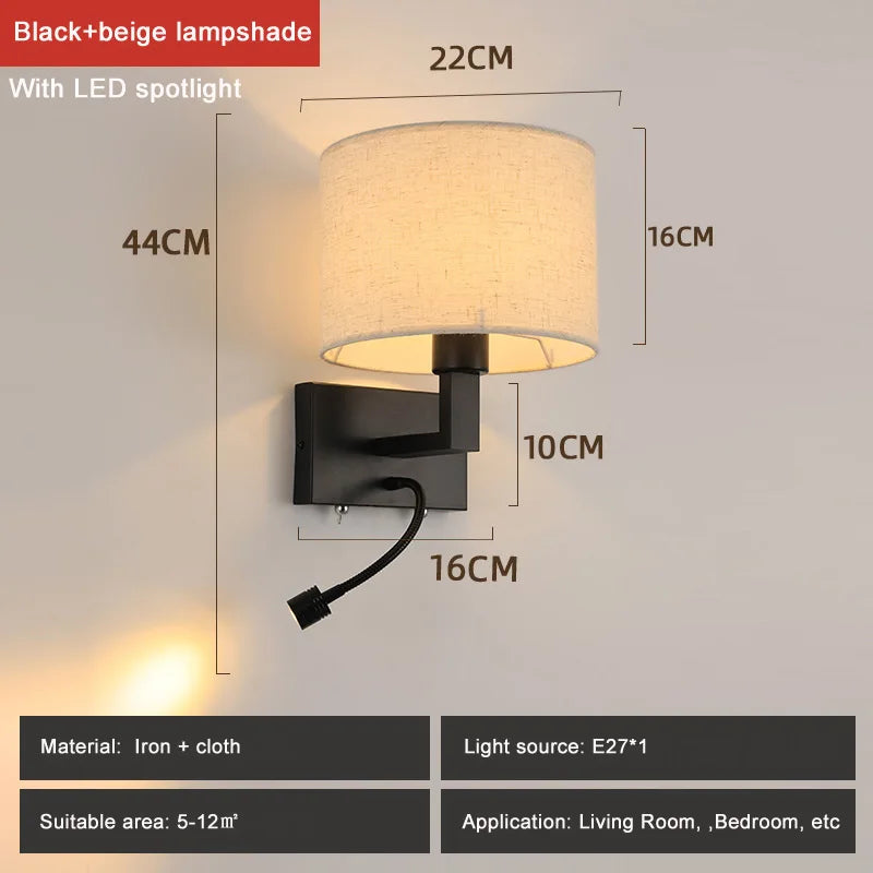 Afralia™ Modern Fabric LED Wall Lamp | Stair Living Room Bedroom Wall Sconce