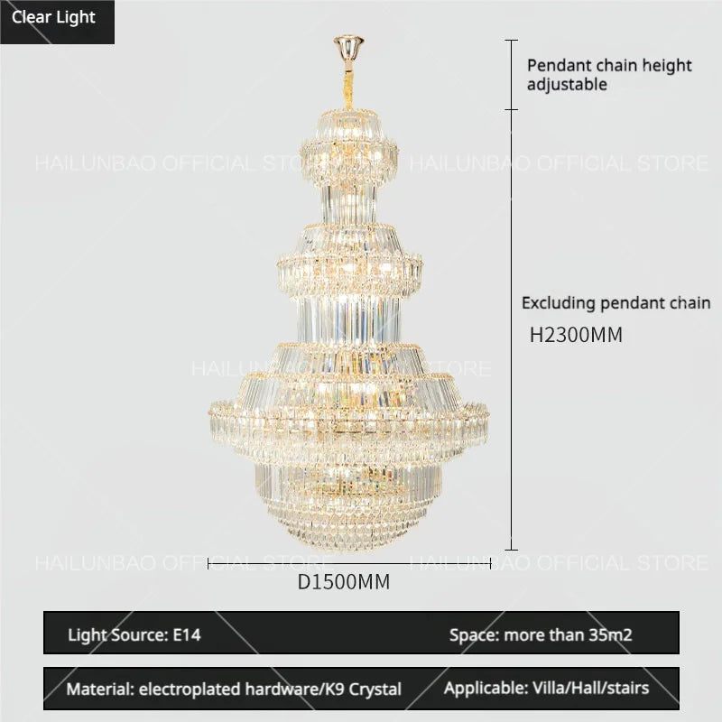 Afralia™ Crystal Chandelier: Villa High Living Room Luxury Lighting