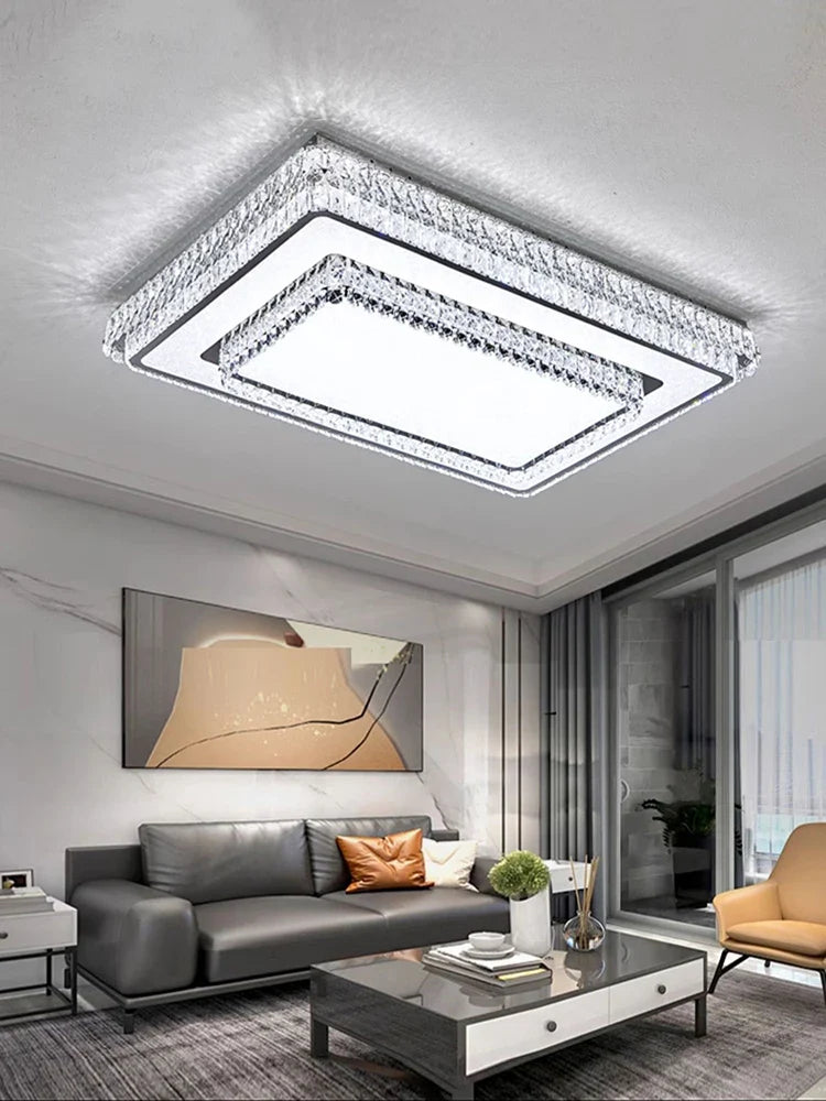 Afralia™ Modern Crystal LED Ceiling Lights for Bright Living Room Decor