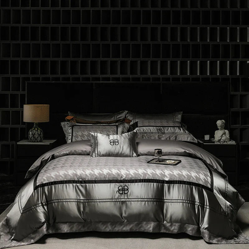 Afralia™ Luxe Brocade Jacquard Bedding Set with Egyptian Cotton & Embroidery