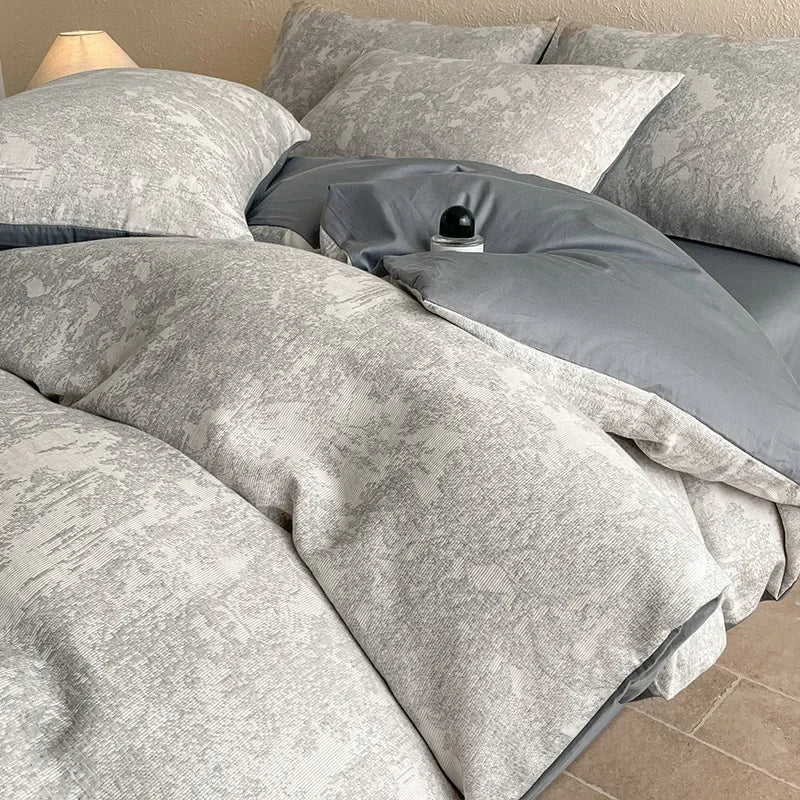 Afralia™ Luxury Cotton Flat Sheet Set Satin Jacquard Silky Bedding Single/Double Bed