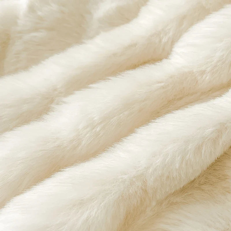 Afralia™ Double-Sided Rabbit Fur Bedding Set, Plush Velvet Fleece, Monochromatic Luxury Duvet Set