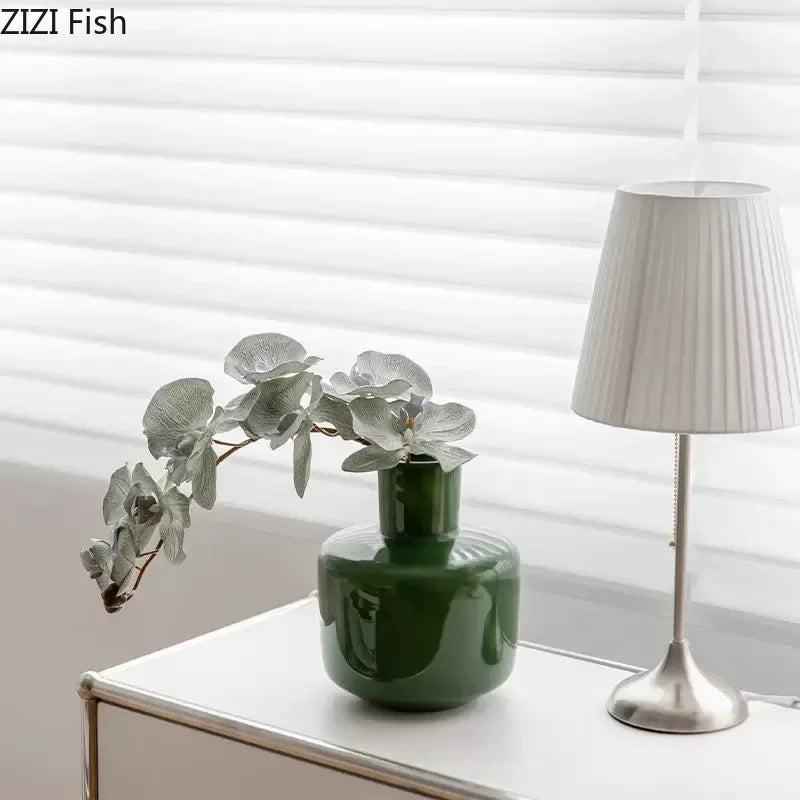 Afralia™ Glass Vase Desk Decoration Pot with Artificial Flowers - Modern Aesthetic Decor