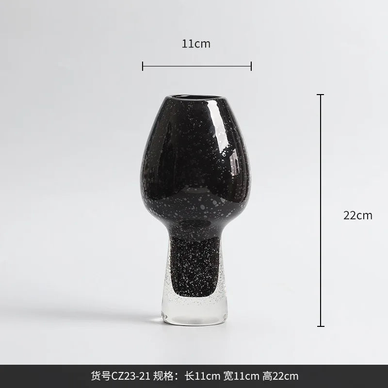 Afralia™ Geometric Mushroom Flower Vase Home Decor Sparkling Glass Bottle