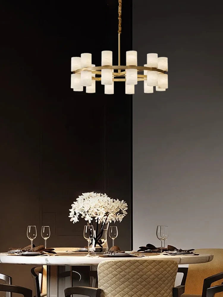 Afralia™ Copper Marble Hanging Lamparas: Elegant Round Indoor Lighting for Dining Room