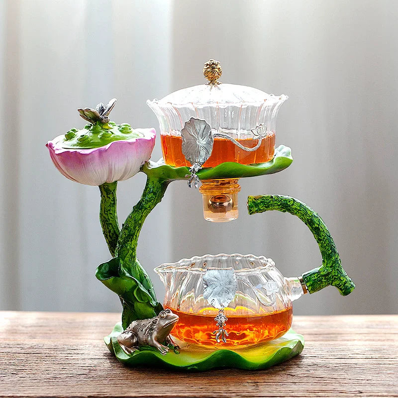 Afralia™ Glass Teapot & Lazy Tea Infuser - Home & Office Tea Set