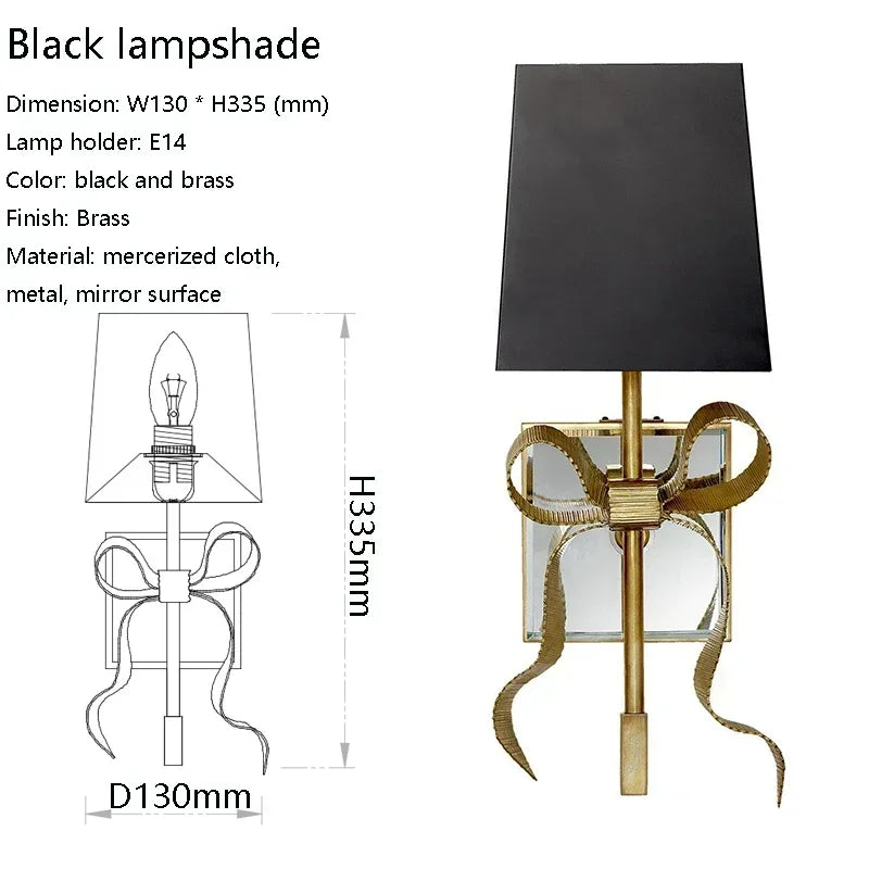 Afralia™ Retro Bow Bronze Ribbon Black/Gold LED Wall Lamp for Modern Interior Decoration