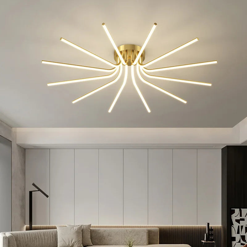 Brass LED Ceiling Lights Gold Back Living Room Bedroom Modern Lamp Afralia™