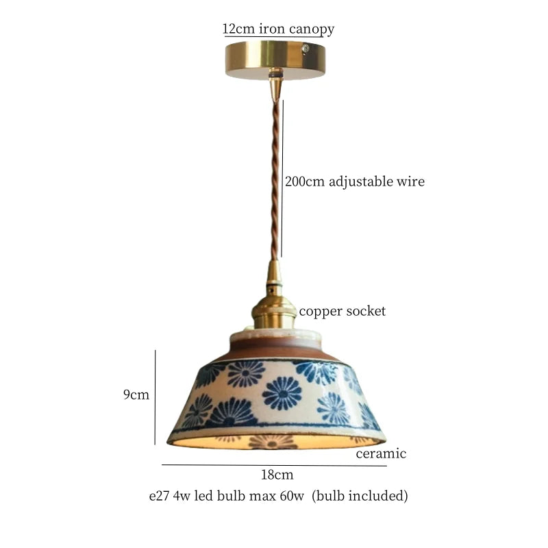 Afralia™ Twill Ceramic LED Pendant Light: Japanese Vintage Style for Home and Cafe