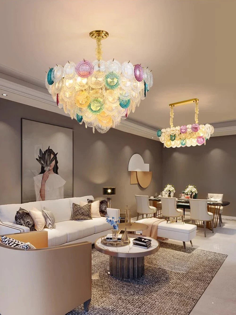 Afralia™ Sunflower Glass LED Chandelier: Colorful Indoor Decor Fixture for Living Room