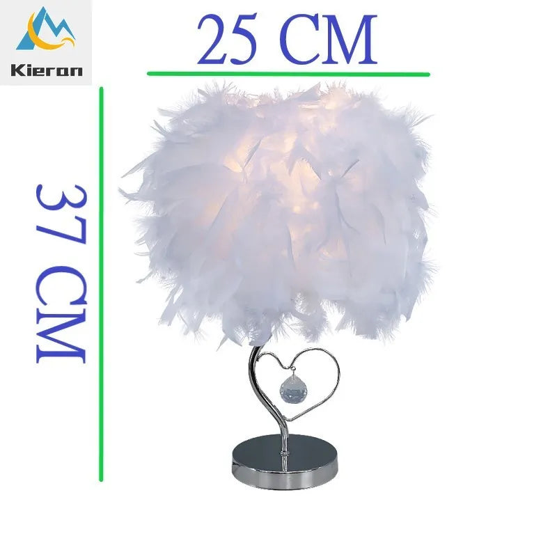 Afralia™ Crystal Feather LED Table Lamp for Bedroom, Study, & Living Room