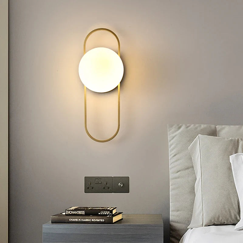 Afralia™ Modern Glass LED Wall Light Brass Sconces for Living Bedroom Bathroom Dining