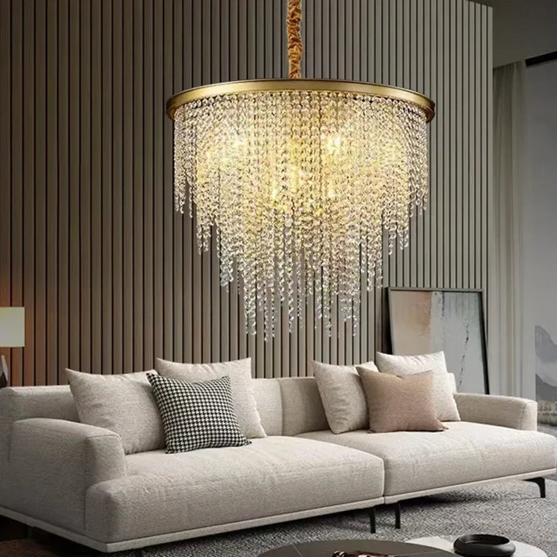 Afralia™ Retro E14 LED Pendant Lights in Black/Gold Finish - Elegant Crystal Suspension Lamp