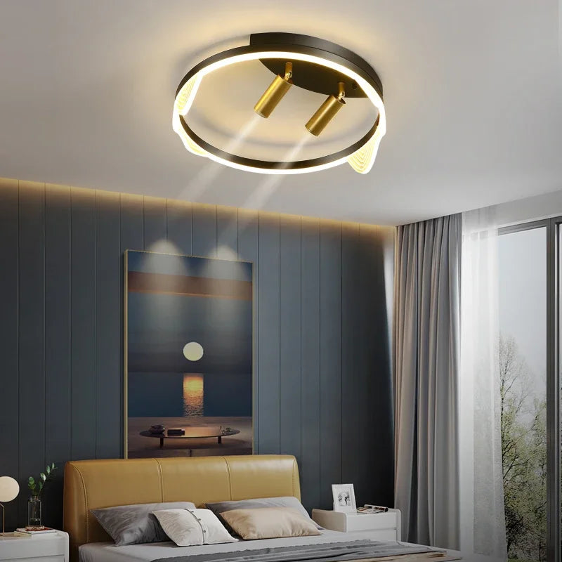 Afralia™ Gold LED Ceiling Lights Remote Control Dimmable Living Room Kitchen Lighting