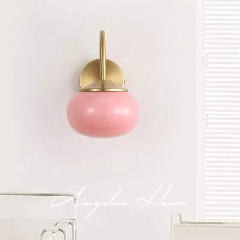 Afralia™ Glass Ball Wall Lamp: Modern Pink & White Stylish Lighting Fixture for Living Room