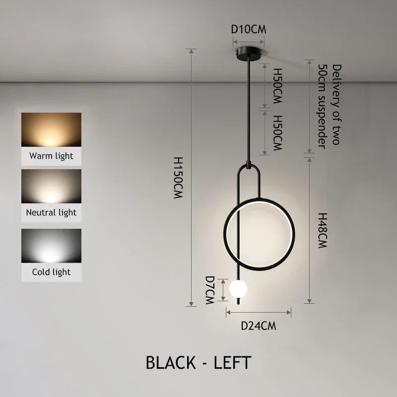 Afralia™ Modern Glass Ball Gold Ring Pendant Light LED Hanging Lamp Minimalist Ceiling Chandelier