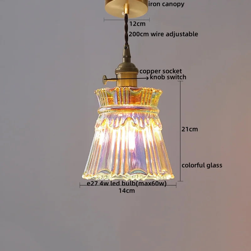 Afralia™ Copper Glass LED Pendant Lamp for Dining Living Room Bedroom Bar Nordic Style Hnaging Light