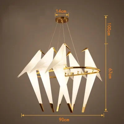 Afralia™ Crane Chandelier Iron LED Light for Bedroom Dining Children's Room