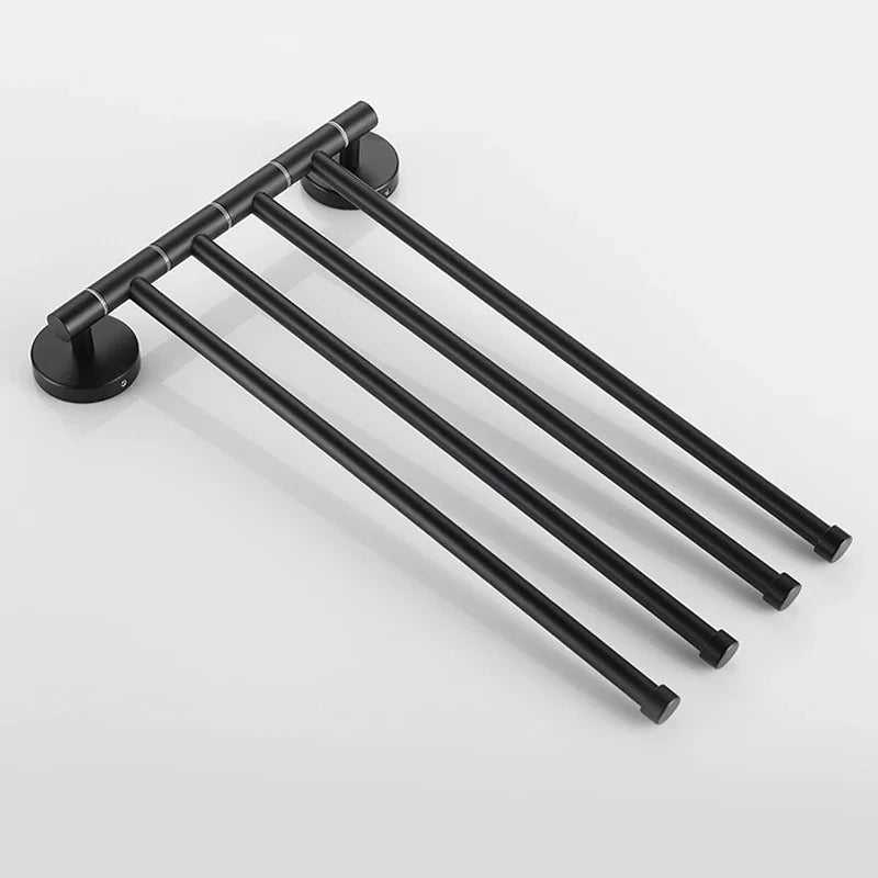 Afralia™ Swivel Towel Bar Rack: Black Stainless Steel Wall Mount Holder for Bathroom Storage