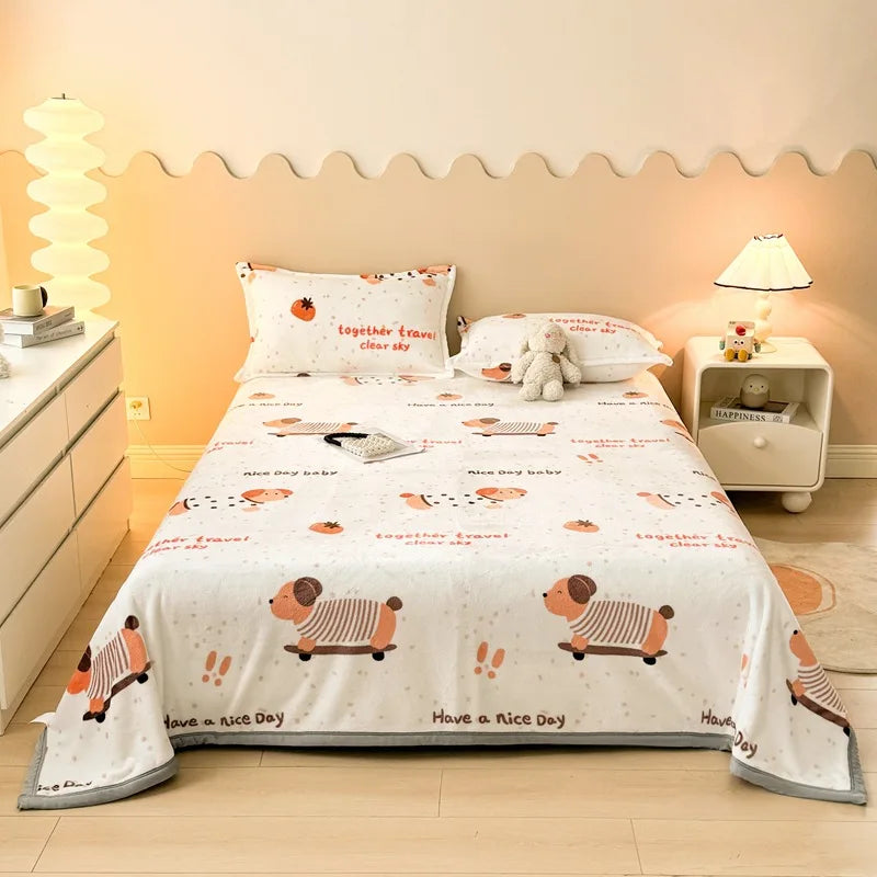 Afralia™ Cartoon Print Flannel Sofa Cover – Lightweight Plush Blanket for Adults