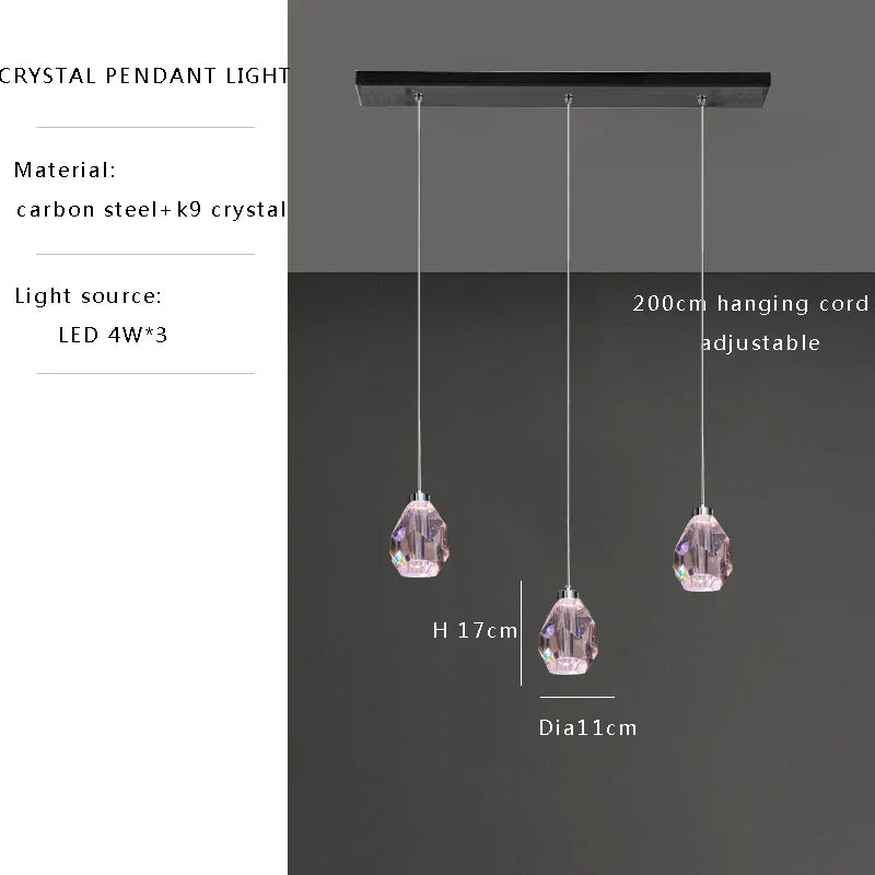 Afralia™ Pink Crystal Chandelier | Sleek Modern Design | Luxury Hanging Lamp for Home