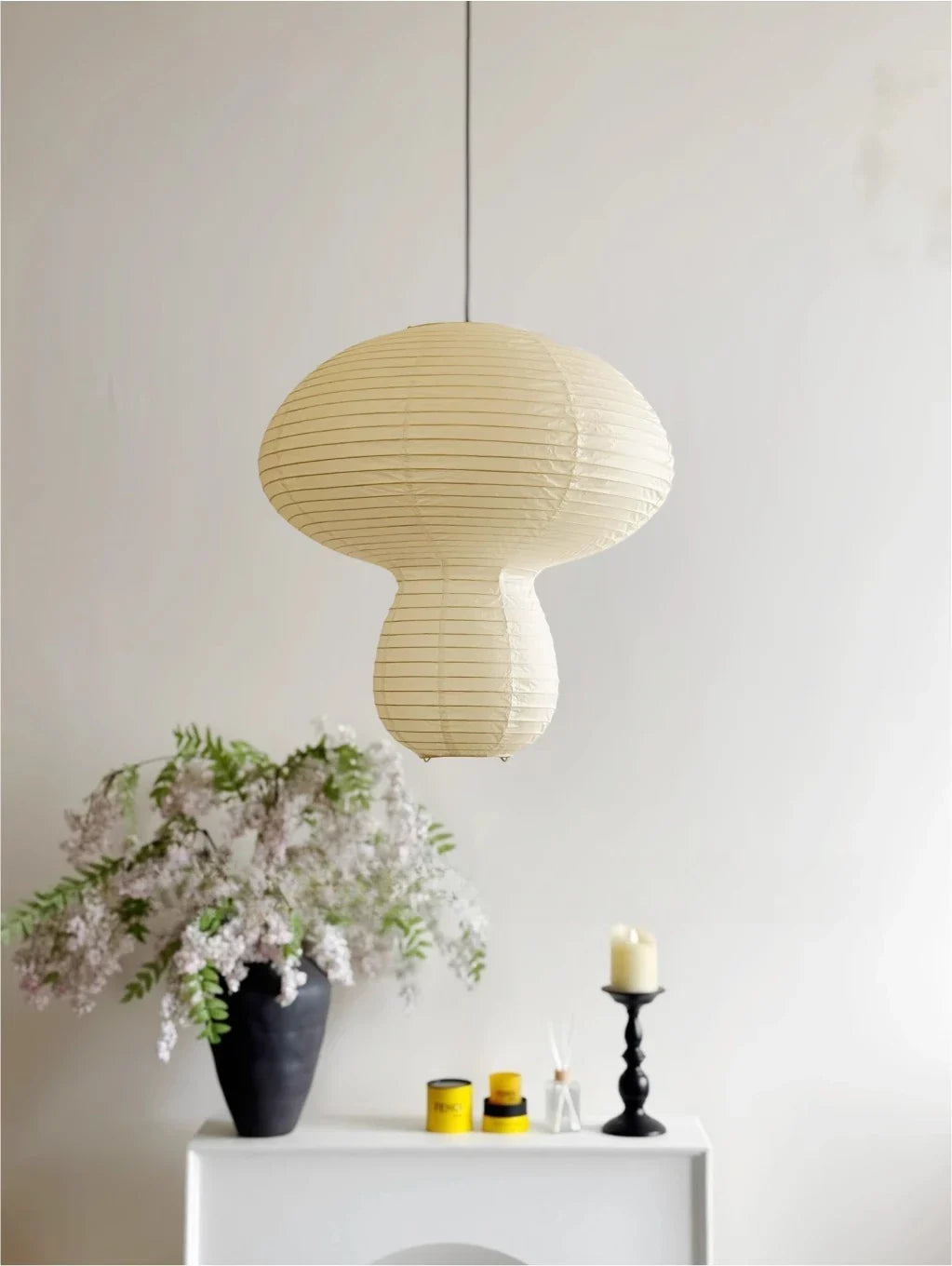 Afralia™ Wabi-sabi Rice Paper Mushroom Pendant Lights for Bedroom and Restaurant