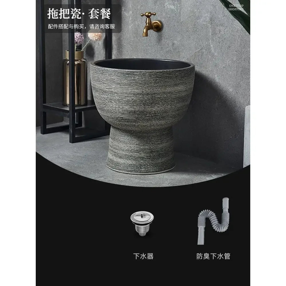 Afralia™ Retro Outdoor Ceramic Basin Column Wash Basin for Bathroom Sinks