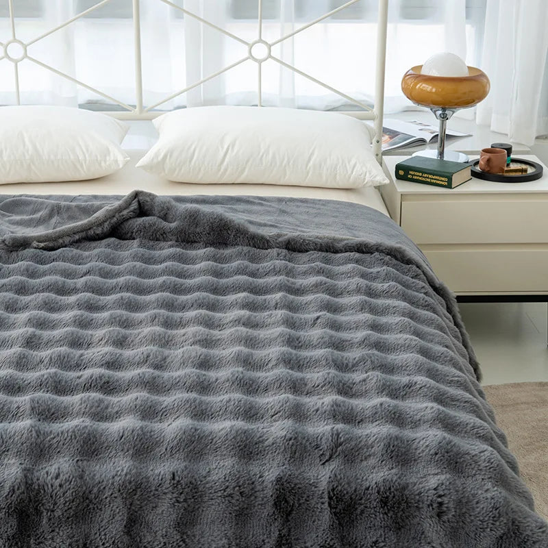 Afralia™ Faux Rabbit Fur Warm Throw Blanket - Soft Plush Fluffy Blanket