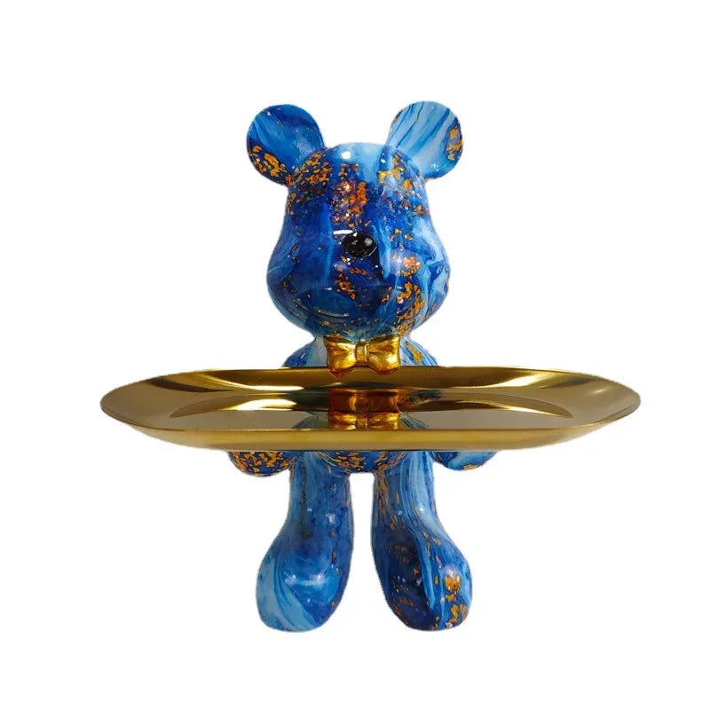 Afralia™ Graffiti Bear Statue Ornament for Modern Home Decor