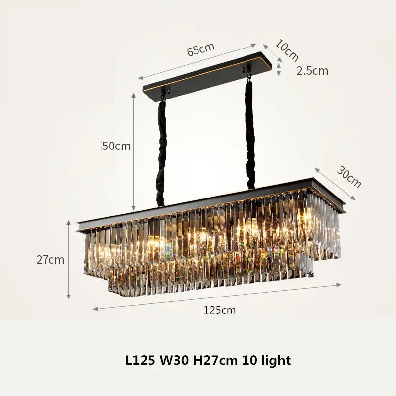 Afralia™ Gold Black Metal Crystal Pendant Lights Chain Hanging LED Suspension Lamp Fixtures