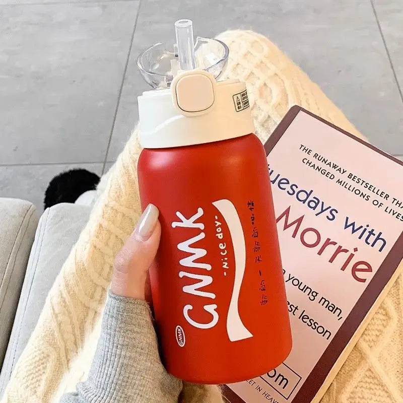 Afralia™ Cute Straw Thermos Cup for Girls - High-End Portable Water Cup for Children