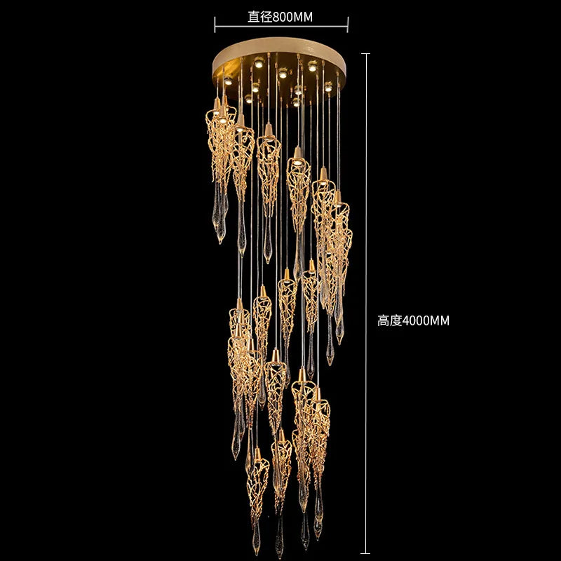 Afralia™ Nordic Crystal Gold Pendant Lamp Luxury Sconce Light For Living Room