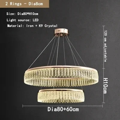 Afralia™ Modern Crystal LED Circle Chandelier Pendant Light for Living Room
