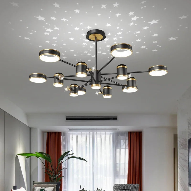 Afralia™ Nordic Starry Ceiling Chandelier: LED Dimmable Lamps for Living Room, Bedroom, Study Room