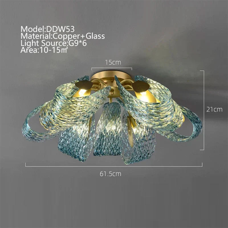 Afralia™ Blue Glass Luxury Wall Sconce LED Light Fixture for Living Room Bedroom Aisle