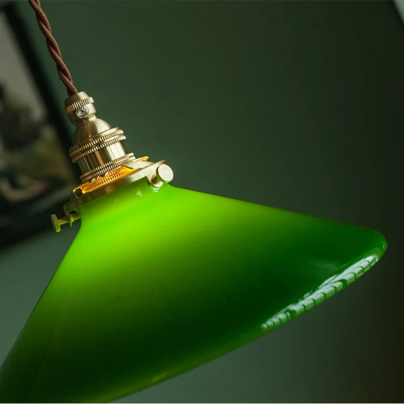 Afralia™ Edison Vintage Pendant Lamp Green Glass Copper Socket Home Decor